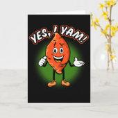 Yes I Yam Funny Sweet Potato Pun Thanksgiving Humo カード (黄色い花)