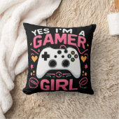 Yes I'm A Gamer Girl: Pink & White Controller クッション (ブランケット)