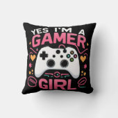 Yes I'm A Gamer Girl: Pink & White Controller クッション (裏面)