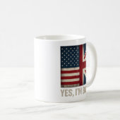 Yes I'm Both American British Flags Pride コーヒーマグカップ (正面右)