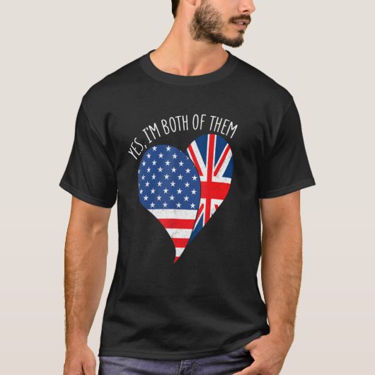 Yes, I'm Both Of Them Half American Half British H Tシャツ (正面)
