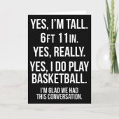Yes I'm Tall And Play Sketll Fun 6'11'' Tee Gift  カード (正面)