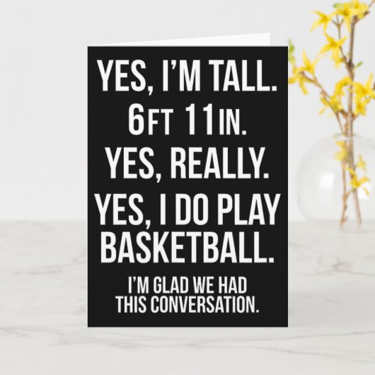 Yes I'm Tall And Play Sketll Fun 6'11'' Tee Gift  カード (黄色い花)