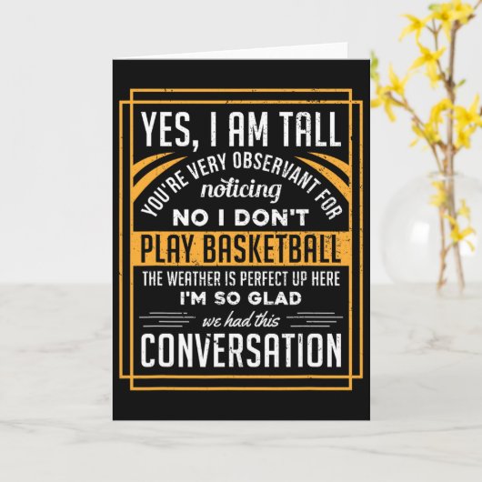 Yes I'm Tall No I Don't Play Sketll Fun Gift  カード (黄色い花)