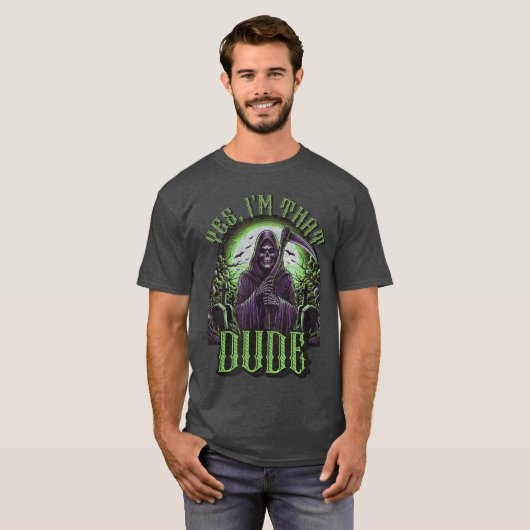 Yes Imhat Dude Scary Horror Apparel Funny Cool fam Tシャツ (正面フル)