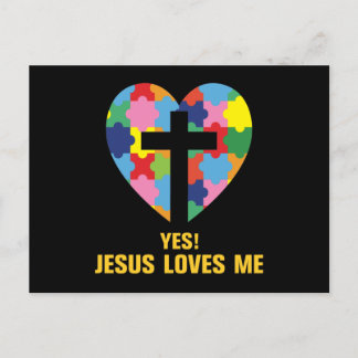 Yes, Jesus Loves Me Autism Heart インビテーションポストカード
