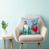 "Yes, Jesus Loves Me" Light Blue Throw Pillow クッション (椅子)