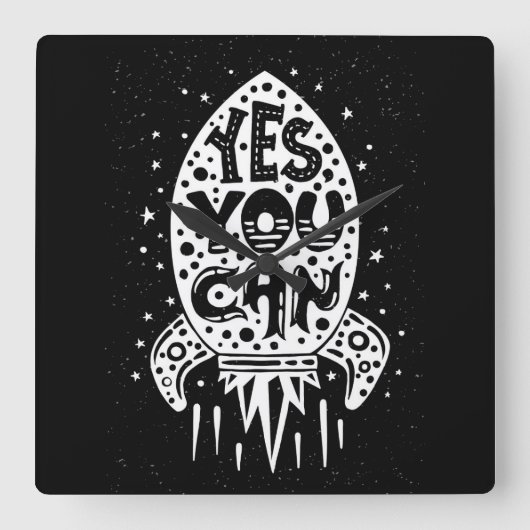 Yes Rocketshipできます スクエア壁時計 (正面)