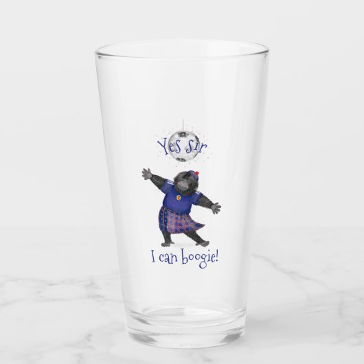 Yes sir, I can boogie gorilla football pint glass タンブラーグラス (正面)