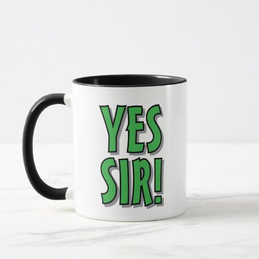 Yes Sir! No Sir! おもしろタイポグラフィー コーヒーマグ 贈り物 マグカップ (左)