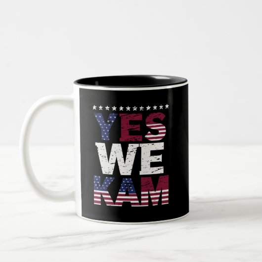 Yes We Kam 格言 引用 ツートーンマグカップ (左)