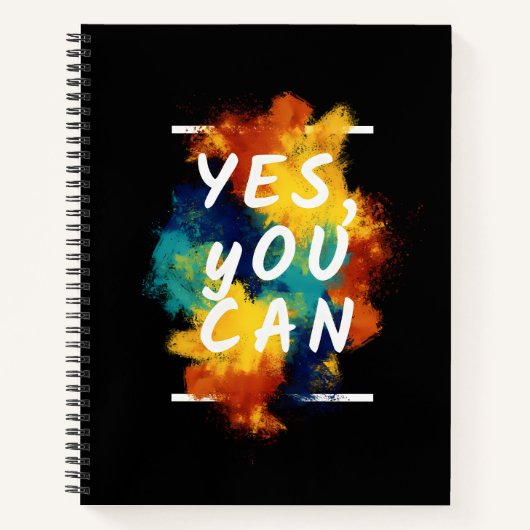 YES YOU CAN – Colorful Motivational Splash Art Not ノートブック (正面)