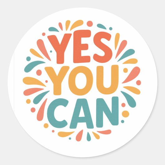 Yes You Can Motivational Sticker ラウンドシール (正面)