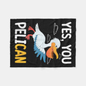 Yes You Pelican Waterbird School Motivation Teache フリースブランケット (正面(横))