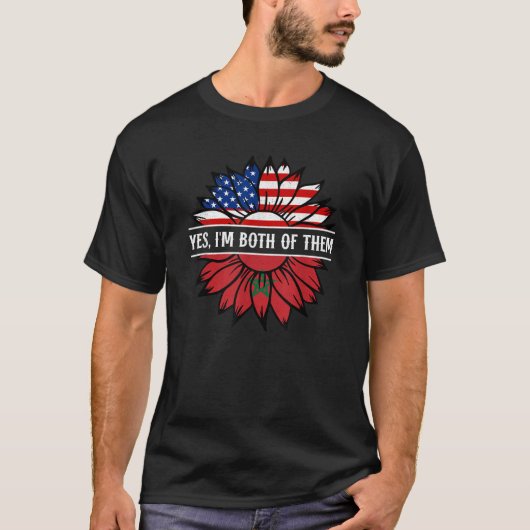 YesIは両方ともモロッコUSAアメリカ国旗 Tシャツ (正面)