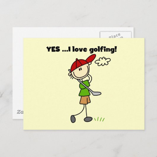 YESI愛するゴルフTシャツとギフト ポストカード (正面/裏面)