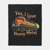 YesI愛するヘビーメタルディーゼル機関車列車 フリースブランケット (正面)