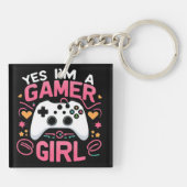 YesI'A Gamer Girl: Pink & White Controller キーホルダー (裏面)