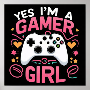 YesI'A Gamer Girl: Pink & White Controller ポスター