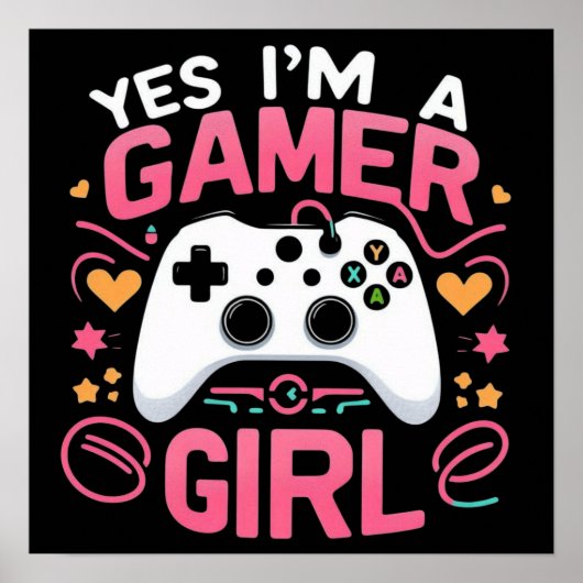 YesI'A Gamer Girl: Pink & White Controller ポスター (正面)