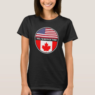 YesIm両方の彼らの米国カナダ国旗 Tシャツ