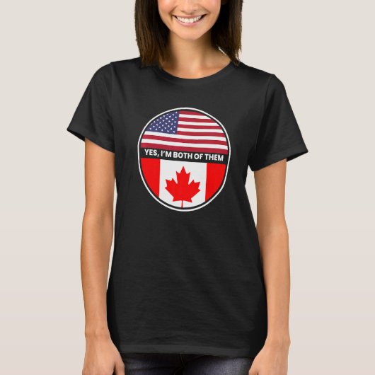 YesIm両方の彼らの米国カナダ国旗 Tシャツ (正面)