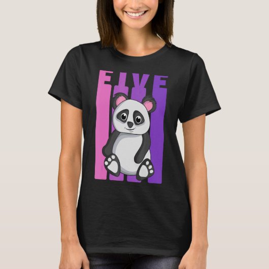 YesI'm 5歳パンダをテーマにした第5誕生日部 Tシャツ (正面)