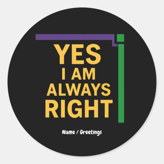 YesI'm Always Right Math先生ジオメトリパン ラウンドシール (正面)