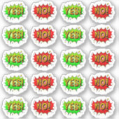 YesNo ポップ・アートの Art Yellow Red Green Burst on 4"ビニル シール (正面)