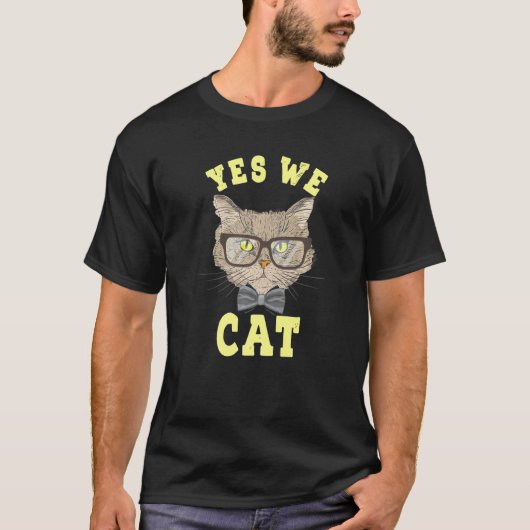 YesWe猫とメガネ紳士キャッツオーナーキットー Tシャツ (正面)