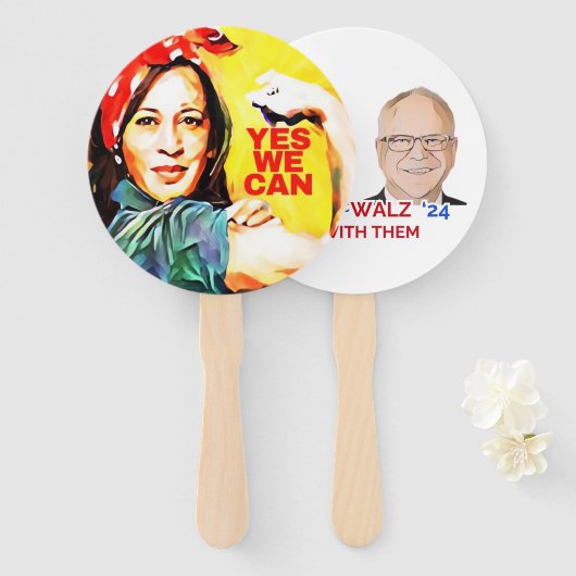 YesWe Can - Kamala Harris Tim Walz Election 2024 ハンドファン (正面&裏面)
