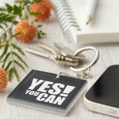 YESYOU CAN -やる気を起こさせる引用文デザイン キーホルダー (正面右)