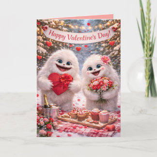 Yeti Couple Valentine's Day Card - Whimsical  カード