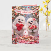 Yeti Couple Valentine's Day Card - Whimsical  カード (黄色い花)