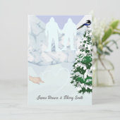 Yeti in love Snow Mountains 結婚ハート 招待状 (スタンド正面)