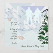 Yeti in love Snow Mountains 結婚ハート 招待状 (正面/裏面)
