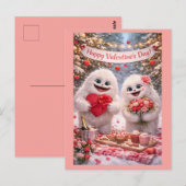 Yeti Sasquatch Couple Valentine's Day Postcard ポストカード (正面/裏面)