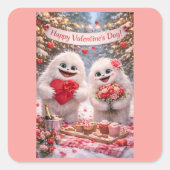 Yeti Sasquatch Couple Valentine's Day Stickers スクエアシール (正面)