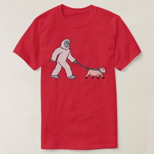 Yeti Walking Mini Pig Cryptozoology Pet Premium  Tシャツ (デザイン正面)