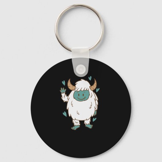 Yeti winkt Schneemensch Kreatur Fußspuren キーホルダー (正面)