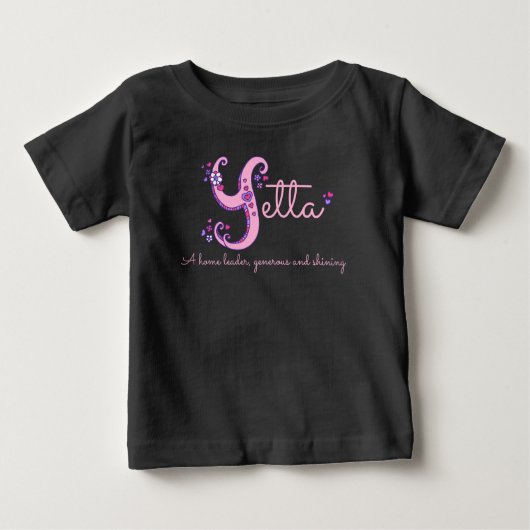 Yetta girls name meaning Y monogramハート ベビーTシャツ (正面)