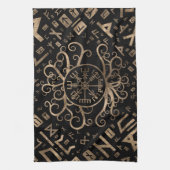YggdrasilおよびRunes Vegvisirの生命の樹 キッチンタオル (縦)