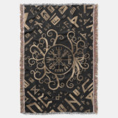 YggdrasilおよびRunes Vegvisirの生命の樹 スローブランケット (正面縦)