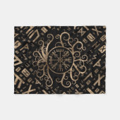 YggdrasilおよびRunes Vegvisirの生命の樹 フリースブランケット (正面(横))