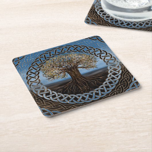 - Yggdrasilのスケッチ生命の樹 スクエアペーパーコースター (アングル)