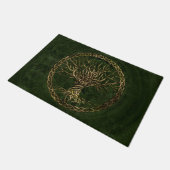 - Yggdrasil緑のおよび金ゴールド生命の樹 ドアマット (アングル)