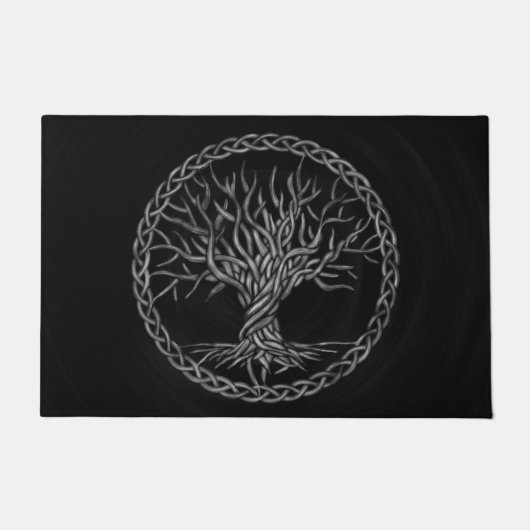- Yggdrasil -生命の樹グレースケール ドアマット (正面)