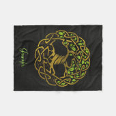 - Yggdrasil -生命の樹名前をカスタムするを用いる金ゴールド フリースブランケット (正面(横))