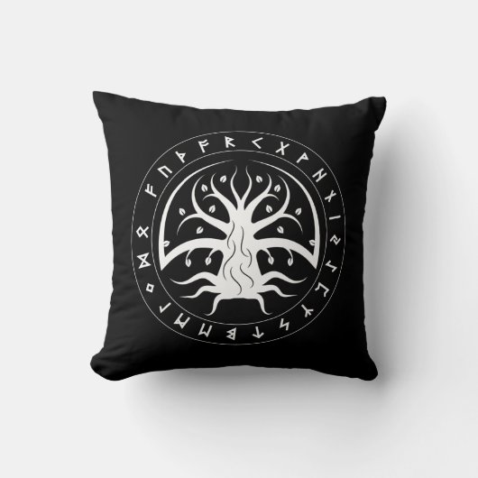 Yggdrasil Circle Runes Throw Pillows クッション (正面)