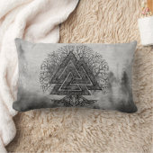 Yggdrasil Valknutそして生命の樹 ランバークッション (ブランケット)